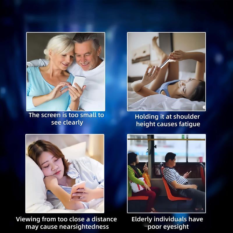 12" Screen Magnifier for Cell Phone – 3D HD Magnifing Screen Enlarger Projector for Movies Videos and Gaming – Foldable Phone Stand Holder with Screen Amplifier–Compatible with All Smartphones Screen Magnifier Bed Side Stand